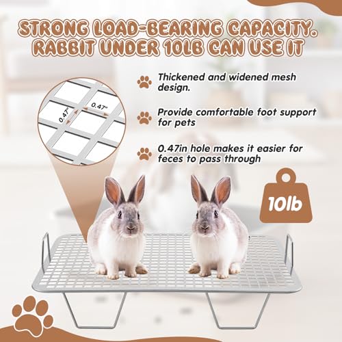 Maxcheck 2 Pcs Large Rabbit Litter Box, Stainless Steel Rabbit Litter Pan with 2 Raised Grid, High Back Wall Bunny Toilet Tray Potty Training Pan for Ferret Bunny Guinea Pig(L 19.5"L x 13.6"W x 6"H) - size: L 19.5"L x 13.6"W x 6"H