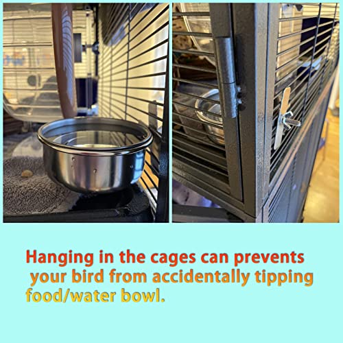 kathson Bird Feeding Dish Cups,Large Stainless Steel Parrot Food Water Bowl,Parakeet Feeder Birds Cage Ball Toys with Clamp Holder for Cockatiel Budgies Macaw Small Animal Chinchilla(7 Pcs) - size: 【L:5.5x2.0 Inches】