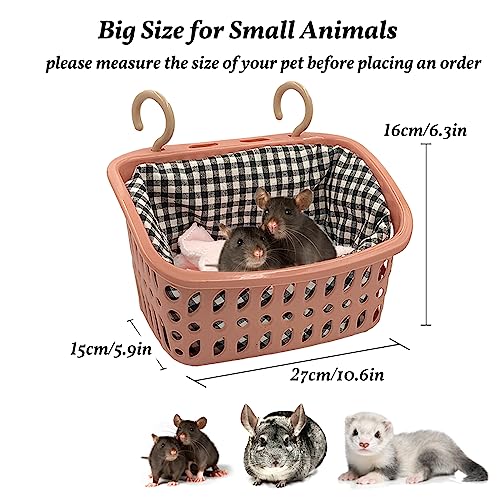 JWShang Rat Hammock for Cage, Chew Proof Hanging Basket Bed with Sturdy Hooks, Pet Cage Accessories, Safe Cozy Small Animal Rodent Hammock for Sugar Glider Mice Snuggling Sleeping - color: Pink, size: Large