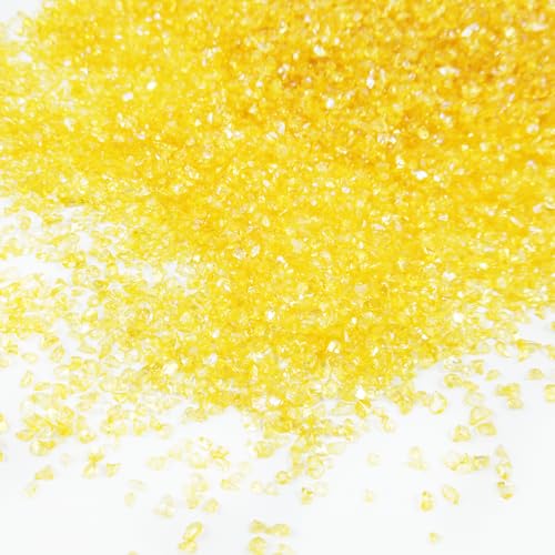 Crushed Glass Glitter, Broken Stones Shattered Glass Chips for Resin Art Crafts, Epoxy Resin Supplies, Geod Painting, DIY Art Projects, Jewelry Making, 2-4mm, 200g/7oz (Gold Yellow) - color: Gold Yellow