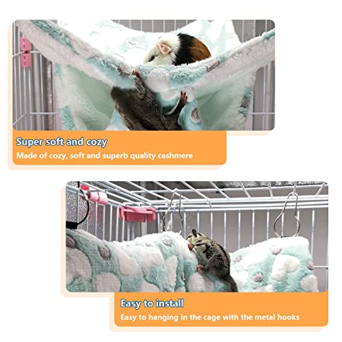 LEFTSTARER Guinea Pig Ferret Rat Hammock Toy Small Animal Cage Accessories Hideout Tunnel & Bunkbed Hammock for Rat Ferret Guinea Pig Hamster Sugar Glider Chinchilla (Hammock Set Heart-Green) - color: Hammock set Heart-Green