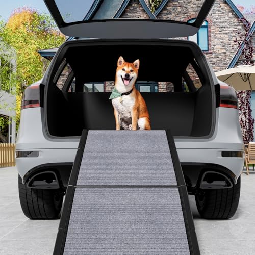 Dog Ramp for Car, Folding Car Ramps for Small to Large Size Dogs, Portable Pets Ramp with Non-Slip Rug Surface, 51" Long & 19.7" Wide HDPE Dog Steps for Car, SUV, Truck