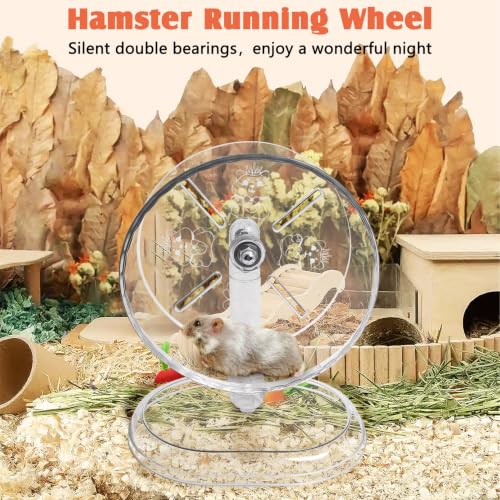Hamiledyi Silent Hamster Wheel 7 Inch Small Animals Running Exercise Wheel with Adjustable Stand Quiet Hamster Running Wheel Toy Anti-Slip Texture Track Gerbil Exercise Toys for Mice Rat