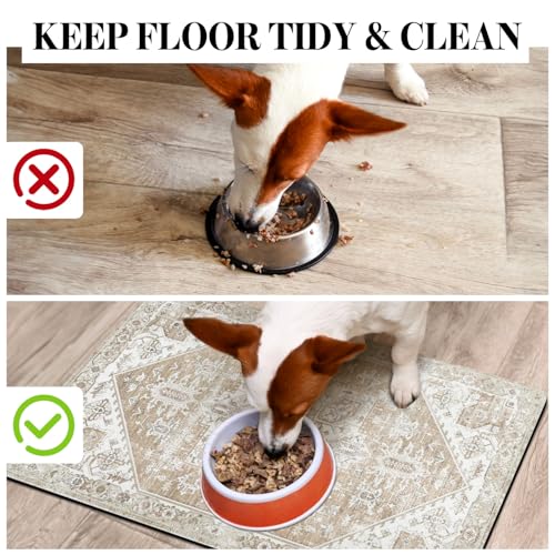 Dog Food Mats for Floors, Absorbent Dog Bowl Mat for Food and Water Dispenser Mat, Quick Dry Cat Food Mat Pet Supplies - color: Beige, size: S(12"×20")