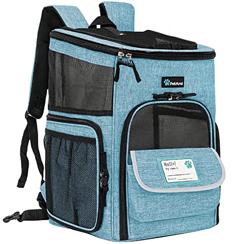 PetAmi Dog Backpack Carrier, Airline Approved 4-Way Entry Cat Backpack Carrier, Ventilated Mesh, Collapsible Pet Carrier for Small Puppy, Kitten, Hiking, Travel Car, Vet, up to 18 lbs, Turquoise - color: Turquoise