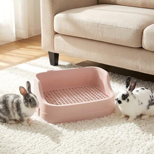 Large Rabbit Litter Box, Bunny Litter Box, Removable Top and Base, Pink | Removable Top and Bottom, Easy to Assemble and Clean, Suitable for Adult Rabbits, Guinea Pigs and Other Small Pets - color: Pink, size: 17.8" × 11.8" × 7.5"