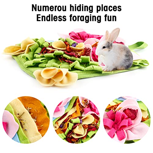 Rabbit Foraging Mat, 11.8" X 11.8" Interactive Feeding Game, Machine Washable Felt Fabric Pet Foraging Mat for Rabbits, Guinea Pigs, Hamsters, and Small Animals Anti Slip Feeding Mat Treat Dispenser - color: pink