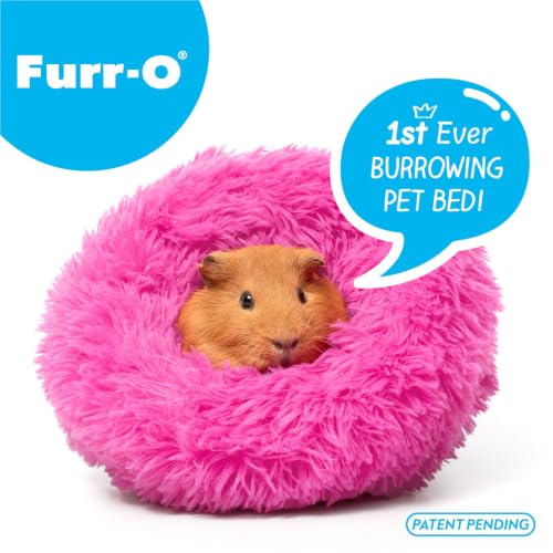 Paw Inspired Furr-O Burrowing Pet Bed Enrichment, Removable Base, Pink | Cozy Carrier Toy, Zip-On Spandex and Fleece Bottoms, Hideout Cage Accessories for Guinea Pigs, Hamsters, Small Pets, Animals - color: Pink