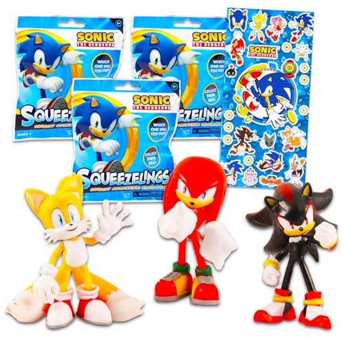 Sonic the Hedgehog Blind Bag Party Favors 3 Pack – Bundle with 3 Sonic Mystery Bags with Mini Sonic Figurines Plus Stickers | Sonic Action Figure Set for Kids, Boys, Girls