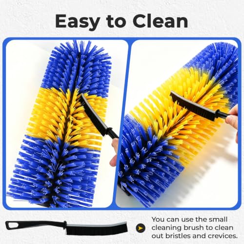 2 Packs Livestock Scratching Brush, Goat Brush Horse Grooming Kit | Stiff Bristle, Itch Relief, Self-grooming, Full Massage, Livestock Scratch Brush Set with 8 Screws, Cleaning Tool and Gloves - color: Blue