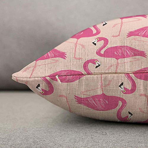 HOSNYE Flamingos Throw Pillow Cover Pink Flamingos Seamless Pattern Linen Fabric for Couch Bed Sofa Car Waist Cushion Cover 12 x 20 inch Pillow Case - color: Throwpillowcoversa107, size: 20" x 12" (Pack of 1)
