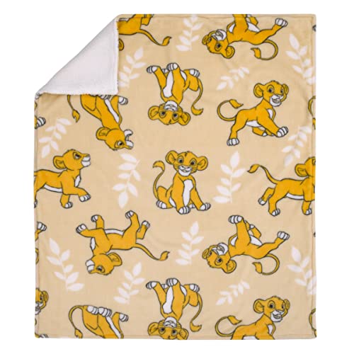 NoJo Disney Lion King Tan, Beige and White Simba Super Soft Sherpa Baby Blanket - color: Lion King Tan