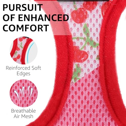 SCENEREAL Cat Harness & Leash Set Escape Proof - Adjustable Air Mesh Vest with Reflective Strips for Kittens, Puppies, Rabbits, Cherry M - color: Cherry, size: Medium(Fit Chest 12.5-14in)