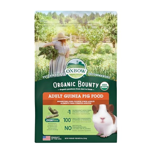 Oxbow Organic Adult Guinea Pig Food, Guinea Pig Pellets, Vitamin C, 3 lb | Organic Timothy Hay-Based Guinea Pig Pellets, Stabilized Vitamin C, Uniform Diet, Omega 3 & 6, Antioxidants, Made in USA
