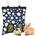 Upgraded Rabbits Hay Feeder Bag for Bunny, Guinea Pigs, Chinchillas - Hanging Washable 2-Hole Hay Dispenser with 600D Oxford Fabric, Small Animal Cage Accessories (Blue Daisy) - color: Blue Daisy
