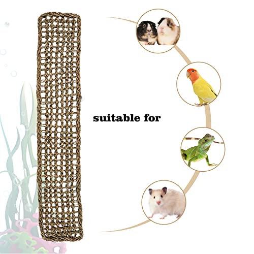 39 x 7 Inches Seagrass Mat, Natural Seagrass Woven Net, Bird Hammock Mat with Hooks, Cage Accessories, Climbing Rope Ladder Chew Toys for Cockatiel, Hamster, Guinea Pig, Rats, Parakeet - size: 39 x 7 Inches