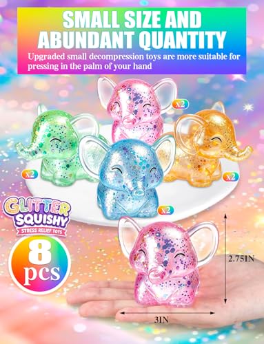 8PCS Elephant Sugar Ball Stress Balls Elephants Sensory Fidget Toys for Kid | Animal Stress Relief Toys for Classroom Prizes Party Favors - style: 8PCS (Elephant)