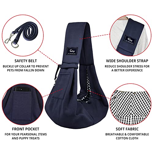 Dog and Cat Sling Carrier - Hands Free Reversible Pet Papoose Bag - Soft Pouch and Tote Design - Suitable for Puppy, Small Dogs Cats Outdoor - color: Classic Blue