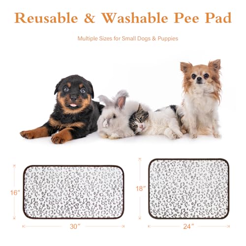 Reusable Puppy Pads, Washable Pee Pads, Leakproof 16"x 30" 2 Pack | High Absorbency Dog Training Pads, Wee Wee Pads With Waterproof Non-Slip Base For Indoor Potty, Crates, Playpen & Senior Dogs - size: 16x30(pack of 2)-Brown