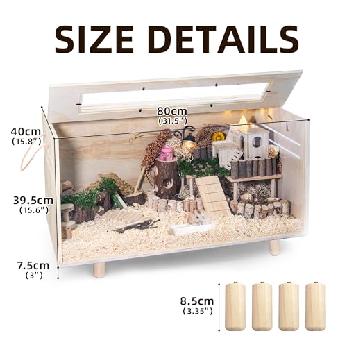 Pine Small Animals Houses&Habitats Chewproof, 32" Pine Guinea Pig Cage Hamster Cage for Small Animals (32" Medium, Short-Legged Stick) - size: 32.0"L x 15.8"W x 15.8"H