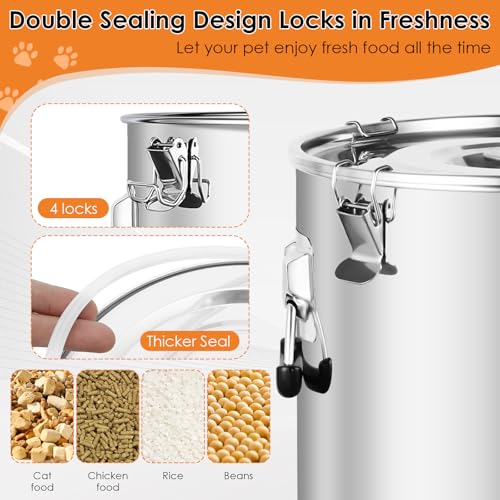 Stainless Steel Dog Food Storage Container,50LB/55LB Airtight Dog Food Storage Container with Lid to Keep Fresh,Easy Clean Large Pet Food Storage Container with Scoop for Cat Food,Chicken Feed,Rice - size: 50 LBS