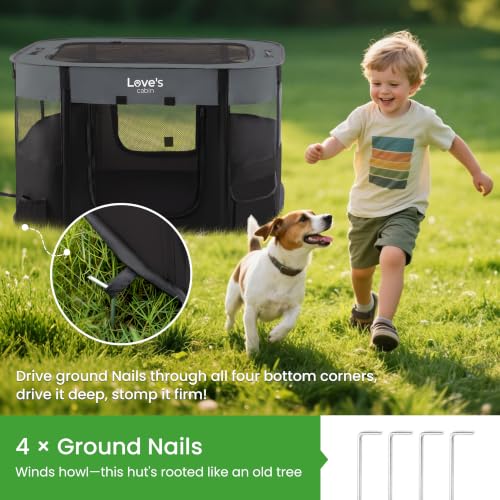 Love's cabin Pet Puppy Dog Playpen, Small Dog Tent Crates Cage Indoor/Outdoor, Portable Exercise Playpen for Cat, Foldable Pop Up Dog Kennel Playpen with Carring Case (S, Grey) - color: Grey, style: Small