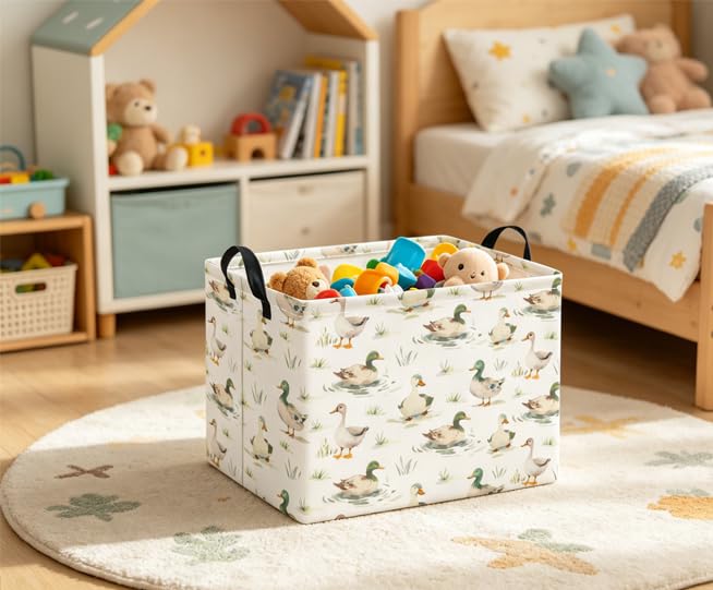 Rectangular Baby Kids Storage Basket for Home Kitchen Girls Cute Toy Storage Bin Organizer Shelf Book Room Decor(Duck) - color: Duck