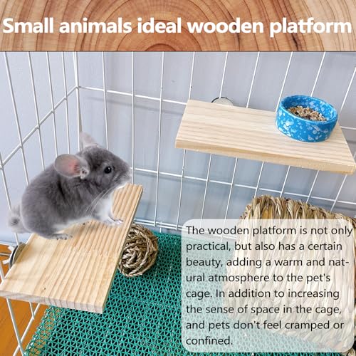 2Pcs Hamster Wooden Ledge Platform 7.5 × 4 inch Rat Stand Platform Chew Toys Cage Accessories for Squirrel Gerbil Suger Glider Rat Hamsters Bird - size: 7.5 × 4 inch