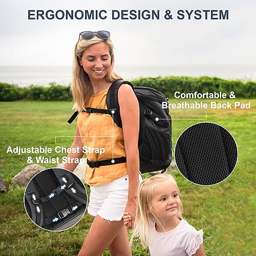 SPARTER Backpack Cooler Insulated Leak Proof 33/49 Cans, 2 Insulated Compartments Thermal Bag, Portable Lightweight Beach Travel Camping Lunch Backpack for Men and Women - color: Black, size: 49 Can (Pack of 2)