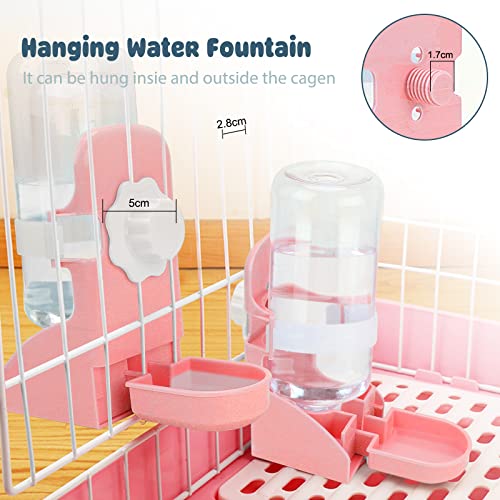 Rypet Rabbit Water Bottle No-Drip, Bunny Guinea Pig Water Dispenser(Pink) | 17 oz 500mL Capacity, Inside&Outside Mount, No Noise, Bunny Chinchilla Guinea Pig Hedgehog Ferret - color: Pink