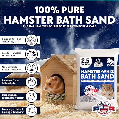 2.5 LB. Hamster Sand Bath - Dust Free, All Natural Volcanic Ash for Fur Health - Sand Bath for Chinchillas, Gerbils, Mice, Degus & All Small Pets - Made in USA - Hamster Accessories by Billy Buckskin - size: 2.5 LB