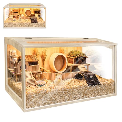 Prolee Hamster Cage Chewproof Wooden 24 Inch Guinea Pig Cages Mice and Rat Habitat Openable Top with Acrylic Sheets Solid Built - size: 24.0"L x 16.0"W x 16.0"H