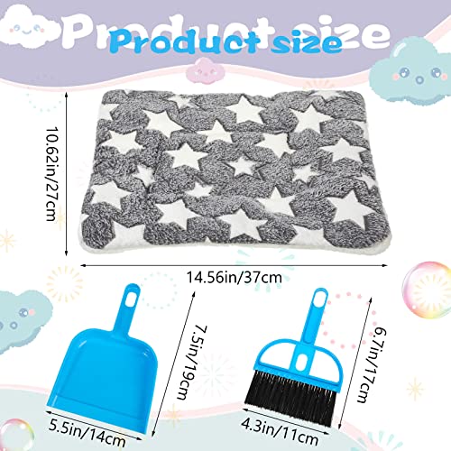 Tudomro 10 Pcs Guinea Pig Bed Mat with Cleaning Dustpan Brush 15" x 11" Animal Bedding Fleece Bunny Sleeping Pad for Small Dogs Cats Rats Hedgehogs Ferrets Hamster Indoor (Heart Star) - style: Heart Star