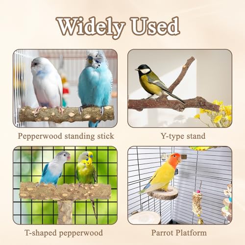 7 Pieces of Bird Perches for Cage, Parakeet Cage Accessories, Bird Perches Nature Wooden Bridge Suitable for Parakeets, Lovebirds, Cockatoos, and Parrots Exercise Training