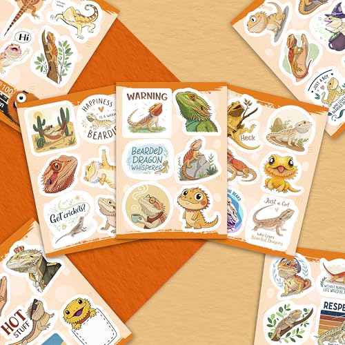 100Pcs Bearded Dragon Stickers for Water Bottle - Bearded Dragon Party Supplies - Gift for Women & Men - color: Bearded Dragon Stickers