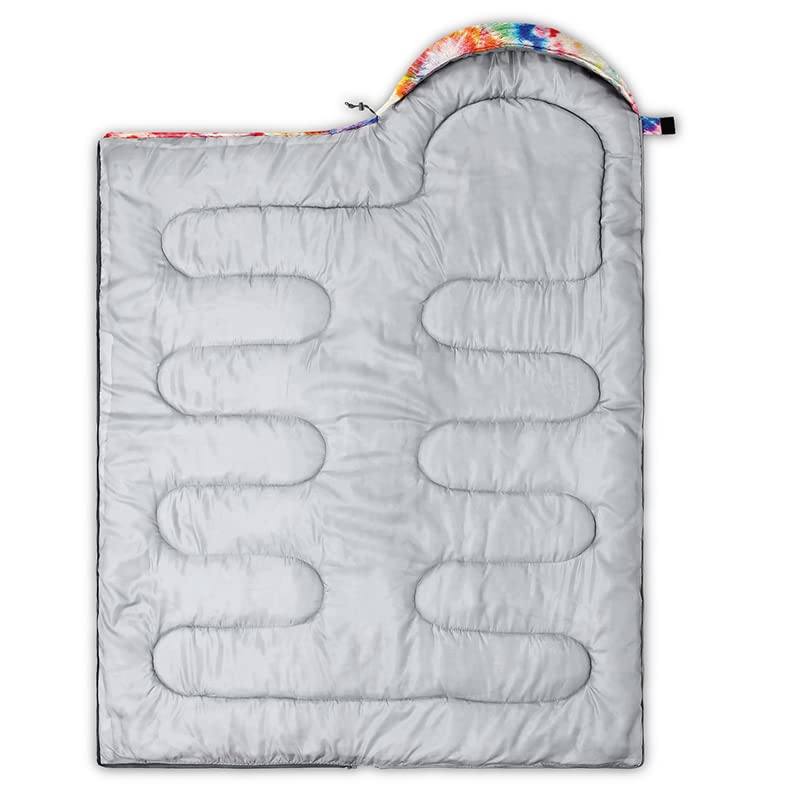 QOOMO Camping Sleeping Bags,3 Season Warm & Cool Weather,Lightweight,Waterproof Sleeping Bags for Adults & Kids,Traveling,and Outdoors,Camping Gear Equipment - color: Tie Dye Rainbow 8