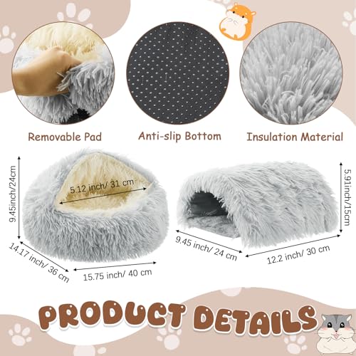 2 Pack Guinea Pig Hideout Bed with Tunnel, Large Soft Plush Cozy House, Washable Hideaway for Guinea Pigs and Small Animals(Style 2) - style: Style 2