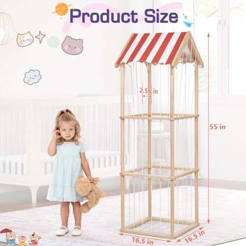 Wooden Stuffed Animal Storage Zoo 3-Tier, Anti-Tip Plush Toy Organizer | Large Capacity Stuffed Animal Organizer Holds 40+ Plushies, Anti-Tip Vertical Corner Toy Holder for Kids Nursery - color: Wood, size: Large