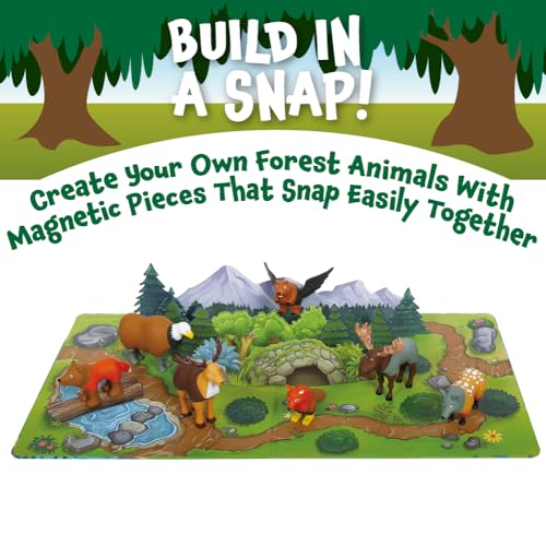 Popular Playthings Mini Magnetic Mix or Match Forest Animals, Set of 7 | Includes Playmat, Mix or Match Magnetic Forest Animal Toys, for Toddlers 1-3, Gifts for Kids