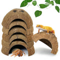 Hamiledyi 7 Pcs Reptile Hideouts Natural Coconut Shells Hut Leopard Gecko Tank Accessories for Hermit Crab Small Snake Tarantulas Lizard Chameleon Small Animal Hide Cave (with Fiber)