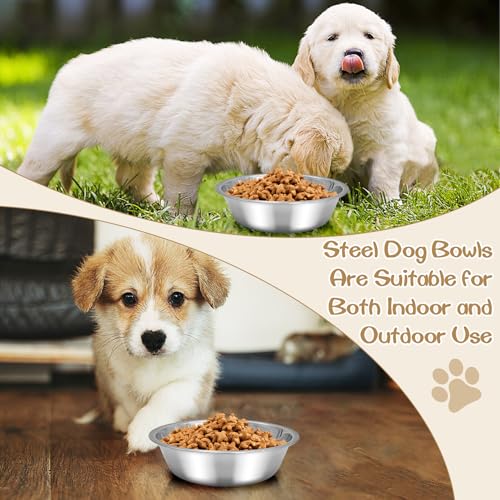 kathson 12 PCS Small Stainless Steel Dog Bowls, Replacement Metal Puppy Food Water Bowl Set Suit for Indoor Outdoor, Pet Feeding Dish for Small Animals Kitten, Dishwasher Safe (4.3 in) - size: 4.3 in dia.