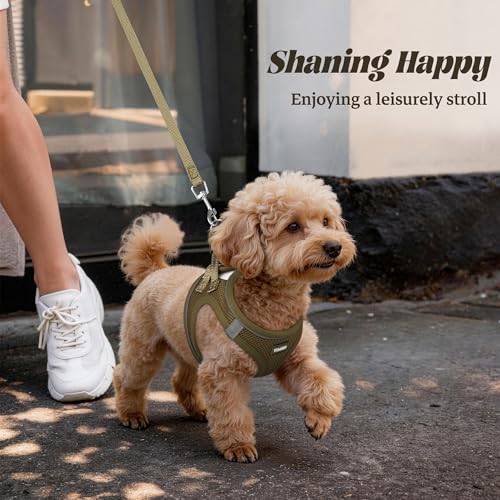 No Pull Dog Puppy Harness and Leash Set Reflective Mesh Vest Large - color: Army green, size: Large (Pack of 1)