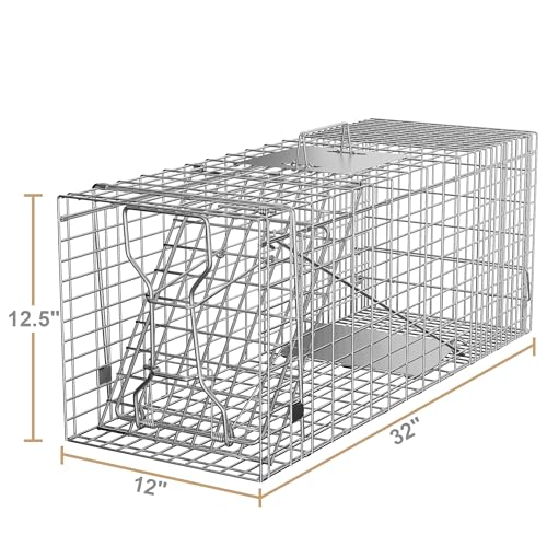 32" X 12" X 12.5" Large Live Animal Trap Cage Humane One-Door Solid Steel Catch and Release Rodent Cage for Raccoon, Rabbits, Stray Cats, Squirrel, Groundhogs, Opossums, Armadillos - style: 32" X 12" X 12.5"