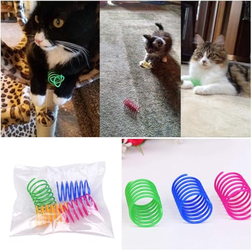Andiker Cat Spring Toy, 12 Pc Colorful Cat Kicker Toys Interactive Cat Toys for Indoor Cats Swatting, Biting, Hunting to Kill Time and Keep Fit
