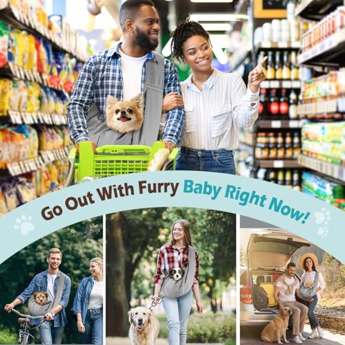 Pawaboo Small Dog Sling Carrier | Reversible Puppy Small Pet Carrier,Hands Free,Safety Buckle,Storage Pocket for Travel,Outdoor Activities Light Gray - color: Light Gray