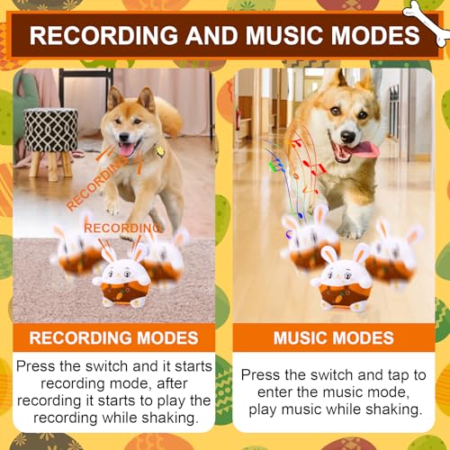 BABORUI Interactive Dog Toys Bunny, Jumping Squeaky Easter Dog Toys with Recording and Music Modes, Rechargeable Moving Dog Easter Rabbit Toys for Small/Medium/Large Dogs to Keep Them Busy(Bunny) - color: Bunny