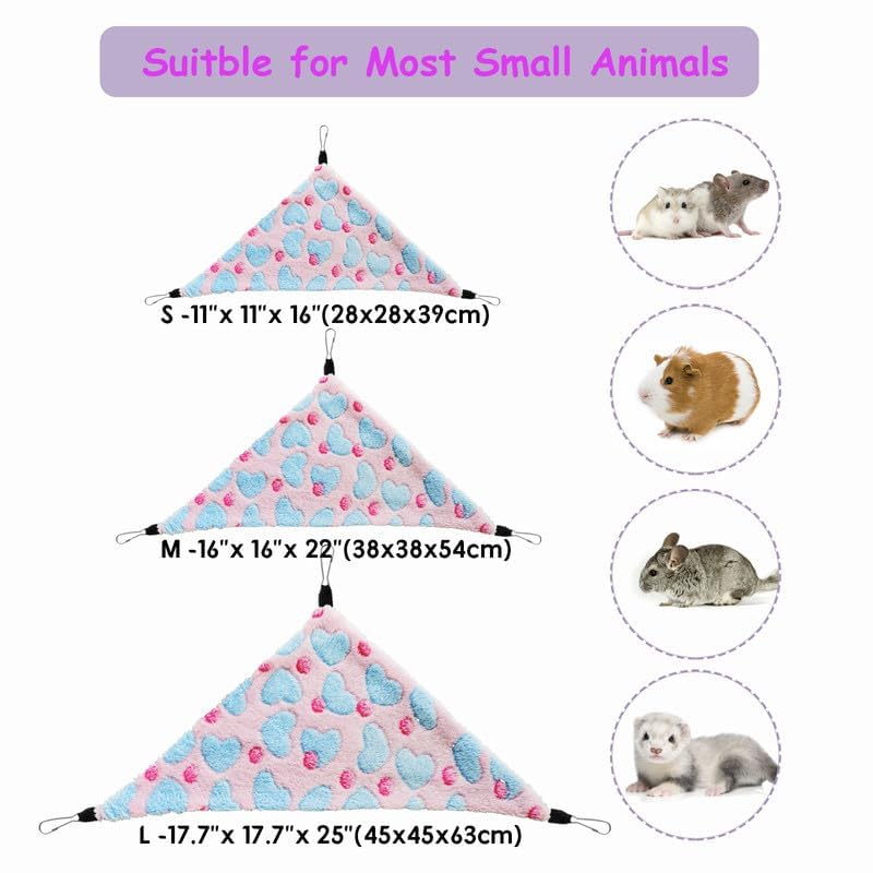 Guinea Pig & Rat Hammocks, Perfect for Pet Critter Cages, 2 Pack | Come with Hooks | Ideal Hanging Hammocks for All Small Animals: Chinchillas, Squirrels, Hamsters. M, Pink+Green - color: HTPink+Green, size: Medium