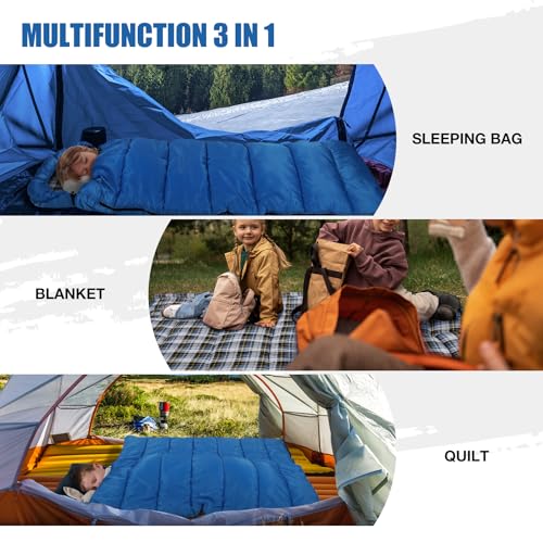 REDCAMP Kids Mummy Sleeping Bag for Camping, 3 Season Cold Weather Sleeping Bag Fit Boys,Girls & Teens, Blue/Rose Red - color: Navy Blue with Detachable Hood