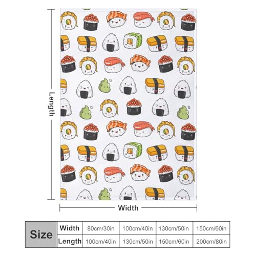 Cartoon Kawaii Sushi Super Soft Cozy Throw Blanket, Lightweight Fuzzy Comfy Flannel Blanket Warm Plush for Couch, Sofa, Bed Travel and Camping Gifts 60"x50" Polyester - color: Cartoon Sushi, size: 60"x50"