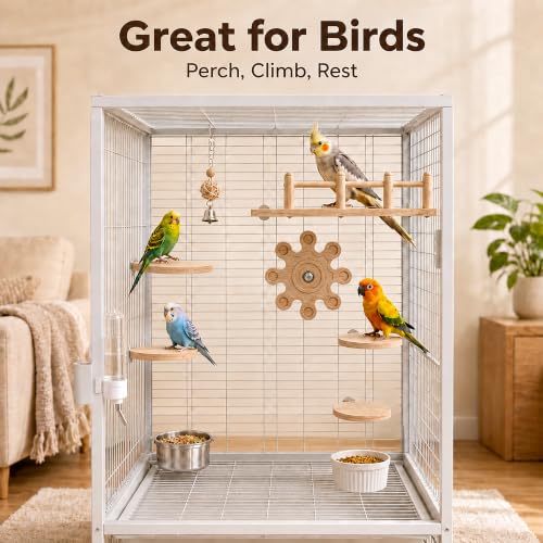 Chinchilla Ledges 7 Pcs Solid Wooden Hamster Platform Toys (Platform 7PCS) | 7pcs in one set,solid wood, stable support,chinchilla cage accessories for Rat,Gerbil,Parrot syrian hamster,Squirrel Mouse - style: Platform 7PCS